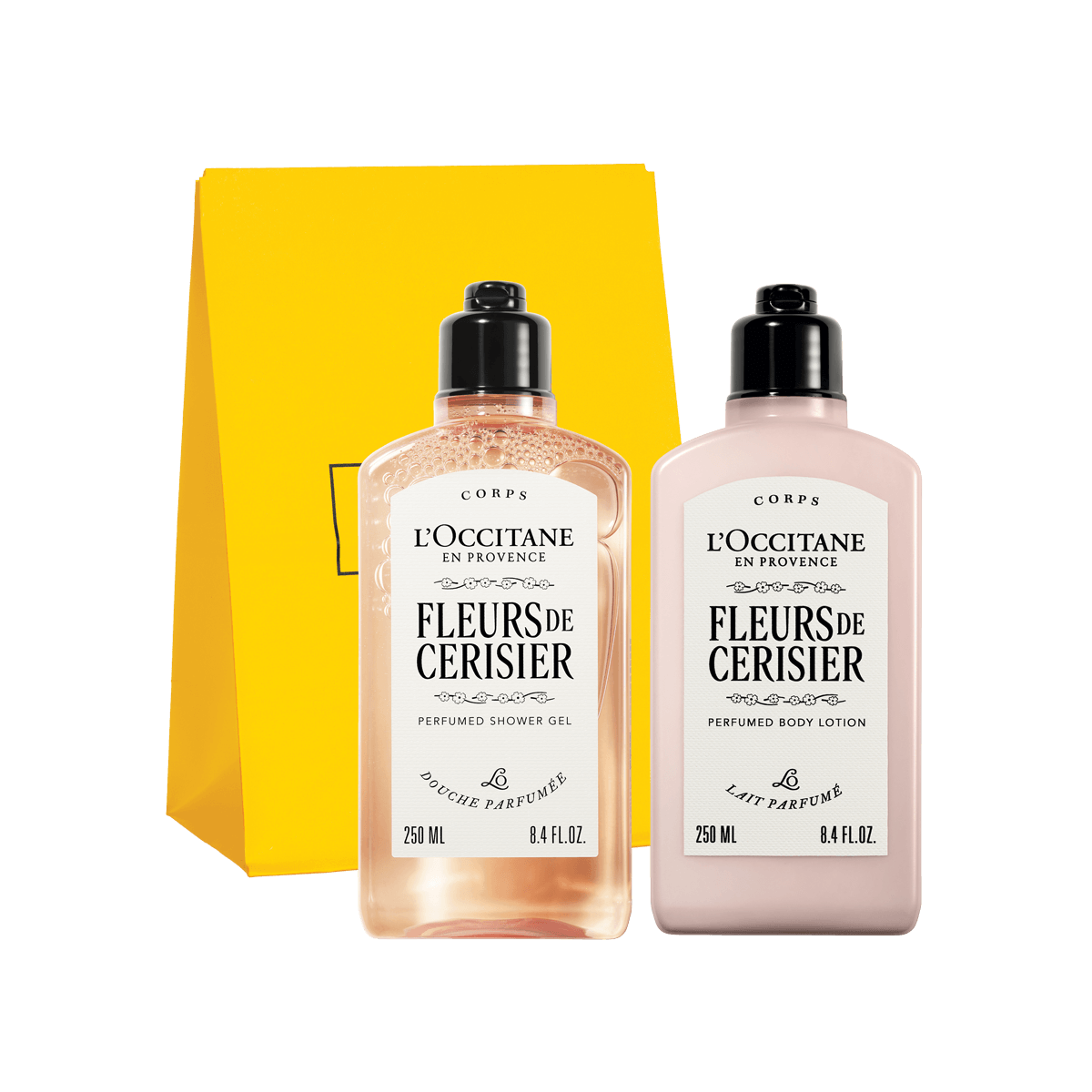 L'Occitane Darilni komplet Fleurs de Cerisier – prhanje in mleko za telo