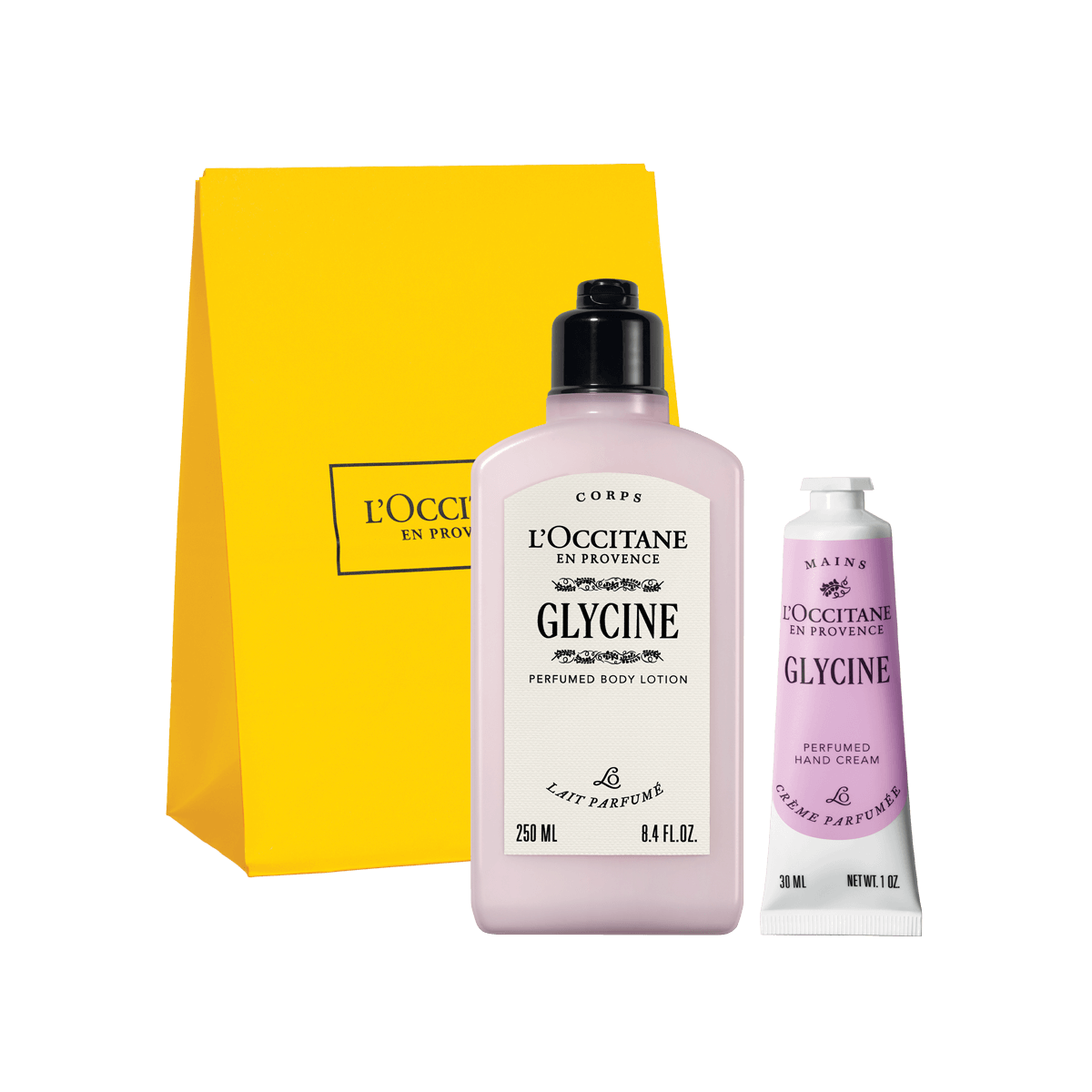 Darilni komplet Gliycine – mleko za telo in nega rok L'Occitane