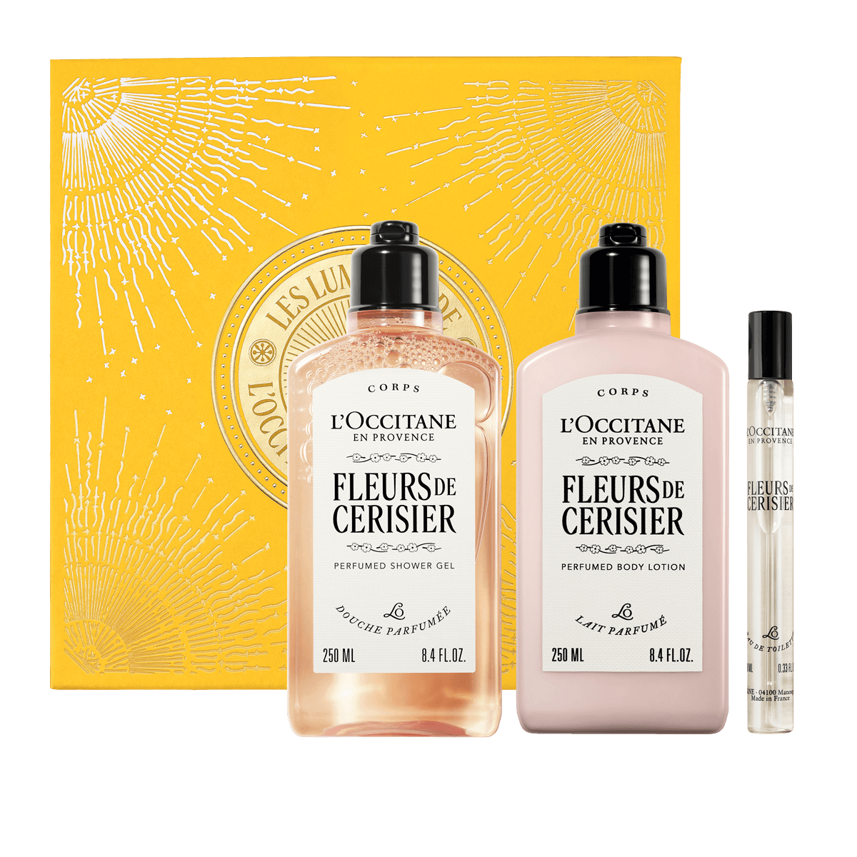 L'Occitane Darilni komplet Fleurs de Cerisier - prhanje, mleko za telo in dišava