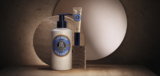 Bogato mleko za telo s karitejevim maslom in Hranilno olje za nohte in kutikulo s karitejevim maslom – L’Occitane 