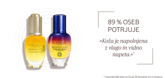 Booster za nočno nego obraza Immortelle Reset in Božanska olje za obraz L’OCCITANE 