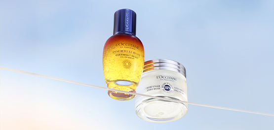 Booster za nočno nego obraza Immortelle Reset in Ultrabogata krema za obraz s karitejevim maslom – L'OCCITANE 