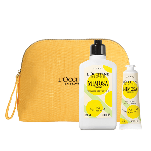 Darilni komplet Mimosa Verveine v torbici – mleko za telo in nega rok - L'Occitane