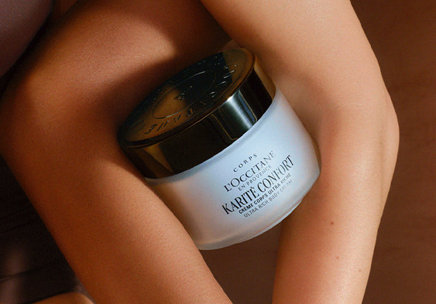 Ultrabogata krema za telo Karité Confort L'Occitane za nego telesa obdano z nogami