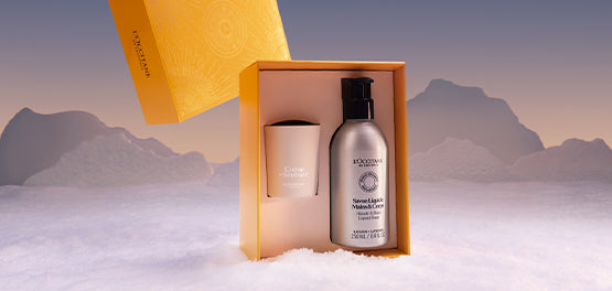 L’Occitane darilni set - Praznični komplet mil in podstavek