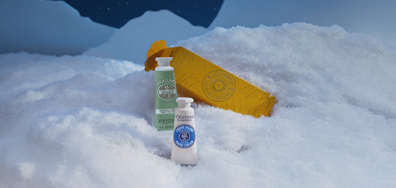 L’Occitanov komplet Praznični bombonček, napolnjen s Karitejevo kremo za roke za suho kožo in Kremo za roke Glycine 