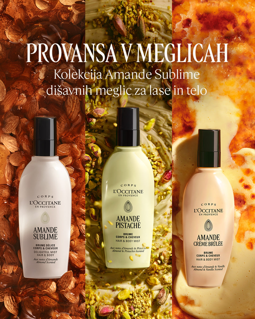 Meglica za lase in telo Amande Pistache