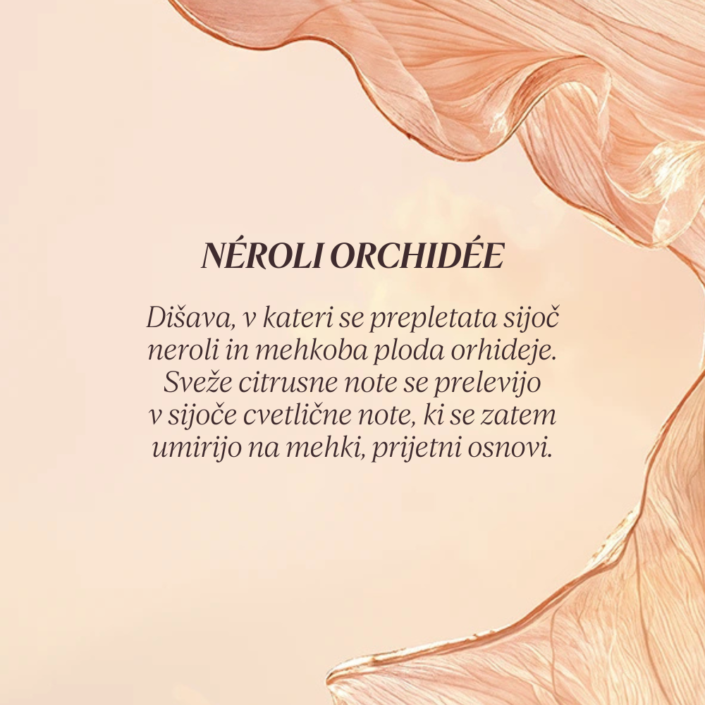 Grafika z opisom dišave kolekcije Flora Orchestra L'Occitane - Neroli Orchidee
