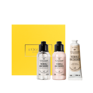L'Occitane Mali darilni komplet Néroli Orchidée – prhanje, mleko za telo in nega rok