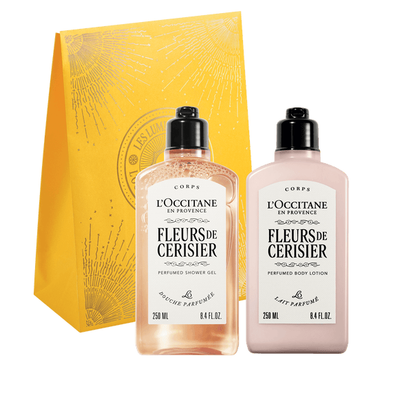 L'Occitane Darilni komplet Fleurs de Cersier - mleko za telo in gel za prhanje