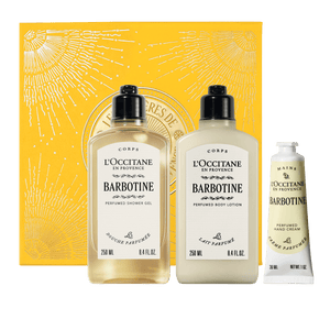 L'Occitane Darilni komplet Barbotine- prhanje, mleko za telo in nega rok 