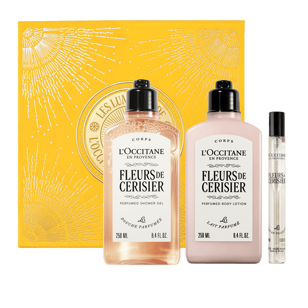 L'Occitane Darilni komplet Fleurs de Cerisier - prhanje, mleko za telo in dišava