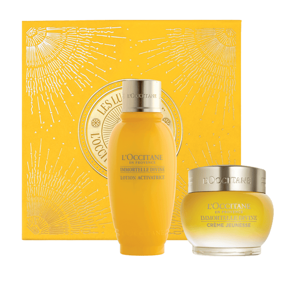 L'Occitane Darilni komplet Božanska immortelle - celovita pomlajevalna nega obraza in losjon