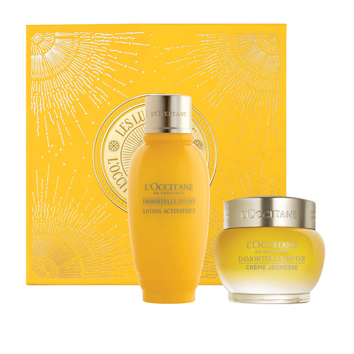 L'Occitane Darilni komplet Božanska immortelle - celovita pomlajevalna nega obraza in losjon