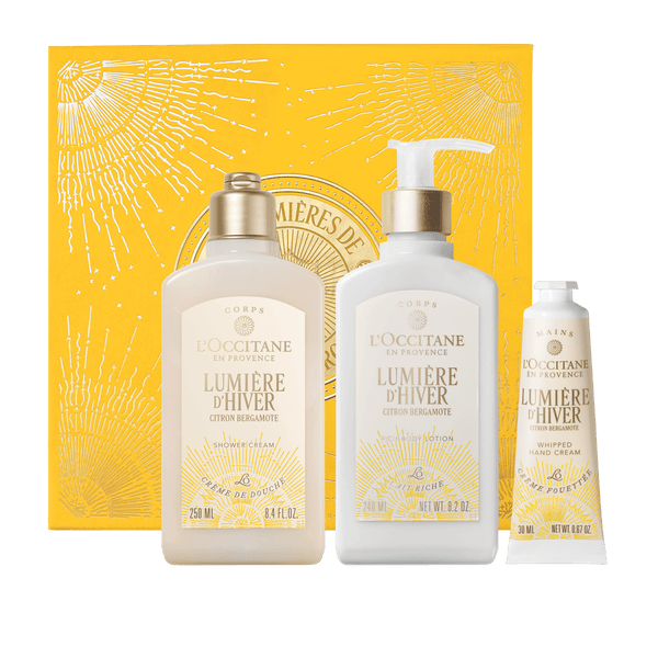 L'Occitane Darilni komplet Lumière d’Hiver - prhanje, mleko za telo in nega rok