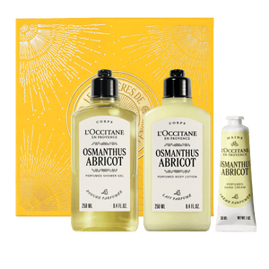 L'Occitane Darilni komplet Osmanthus Abricot - prhanje, mleko za telo in nega rok 