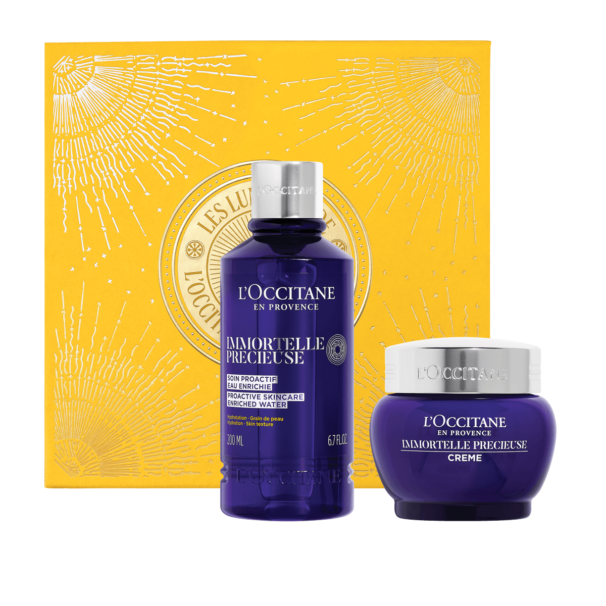 L'Occitane Darilni komplet Žlahtna immortelle - pomlajevalna nega obraza in vodica