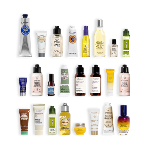 Izdelki v L’Occitanovem kozmetičnem adventnem koledarju 2025 – prodajne uspešnice za nego obraza in telesa 