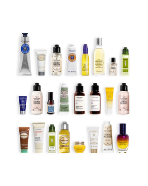 Izdelki v L’Occitanovem kozmetičnem adventnem koledarju 2025 – prodajne uspešnice za nego obraza in telesa 