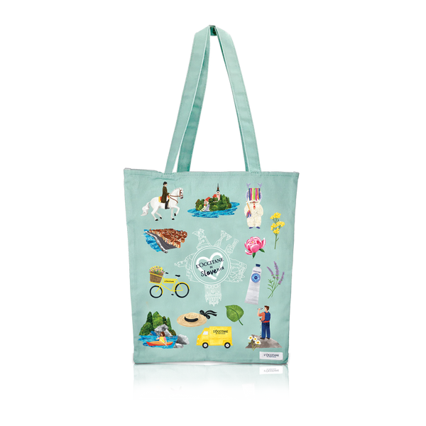 Modna torba z unikatnim motivom L'OCCITANE x SLOVENIJA